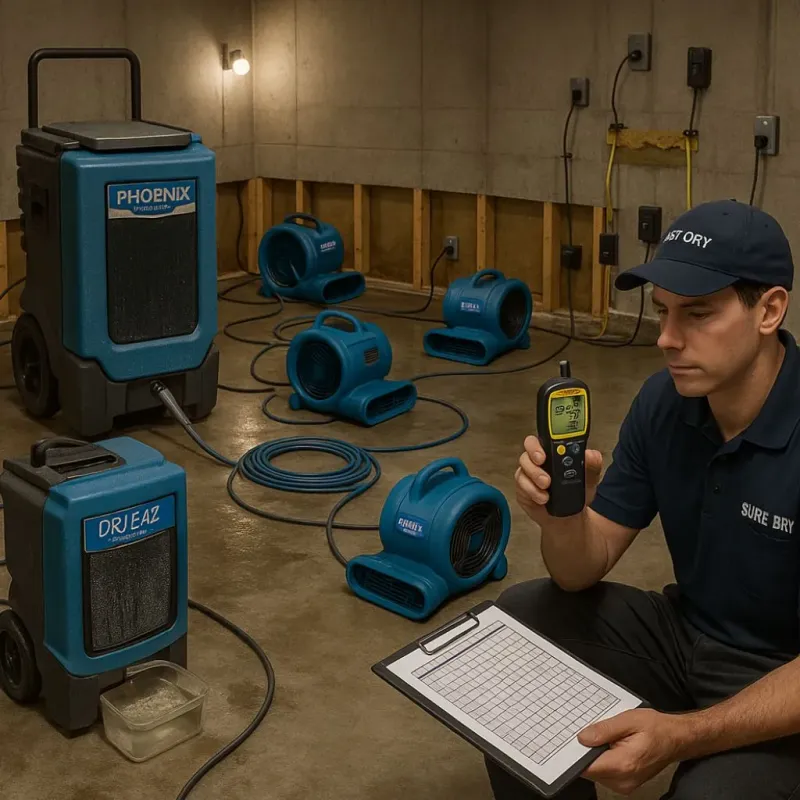 Structural Drying and Dehumidification process in Texas City, TX